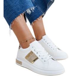 Hvid og guld Giulia sneakers med rhinestones