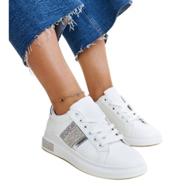 Giulia sneakers i hvid og sølv med cubic zirconia