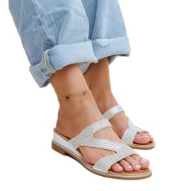 Sølvflip flops med lav wedge fra Asker
