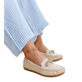 Beige mokkasiner dekoreret med Adiba rhinsten