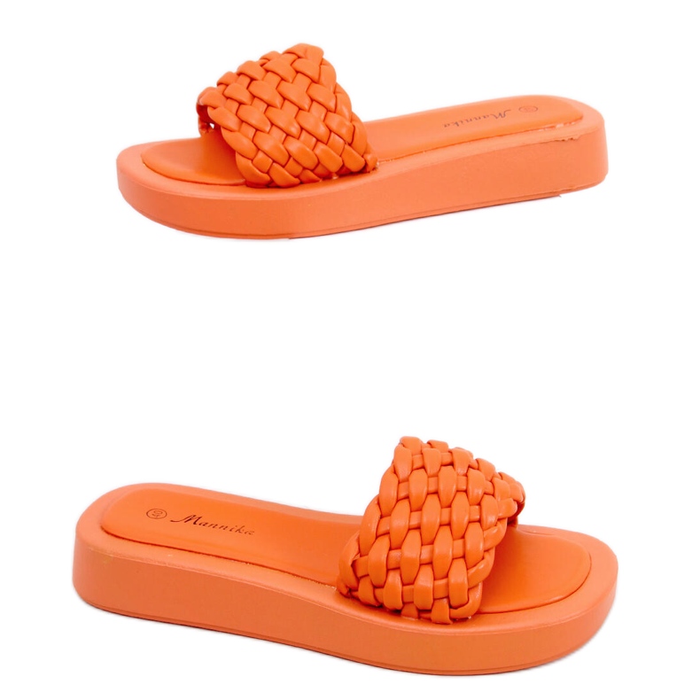 Højhælede sandaler med vævede Elida Orange striber