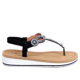 Harani Sorte flip-flop sandaler med zirkoner