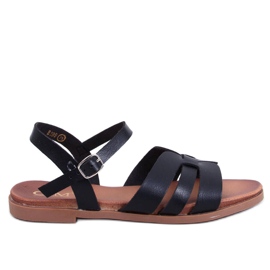 Manzo Black flade sandaler til kvinder sort