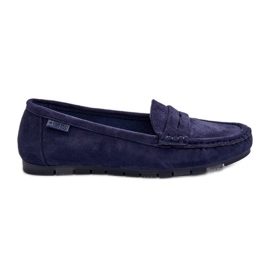 Dame Eco Suede Moccasins Big Star NN274931 Memory Foam System Navy Blue blå