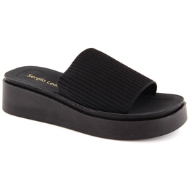 Sorte tekstil-flip-flops til kvinder fra Sergio Leone SK083H