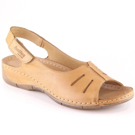 Læder komfortable sandaler med Velcro Helios W H117B brun
