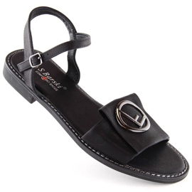 Komfortable sandaler med dekoration S.Barski W OLI259A, sort