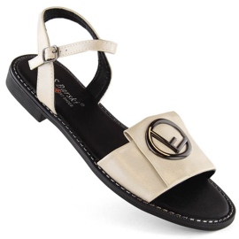 Komfortable sandaler med dekoration S.Barski W OLI259B, guld gylden