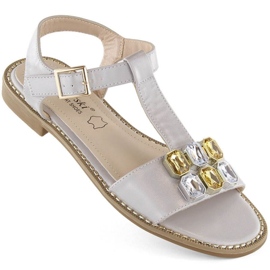 Komfortable sandaler med zirkoner S.Barski W OLI261B, sølv