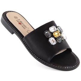 Flip-flops med rhinsten S.Barski W OLI262A, sort