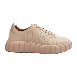 Evento Sneakers i læder til kvinder på den beige Eselmarie-platform