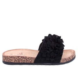 Sebill Sorte korkflip-flops med blomster