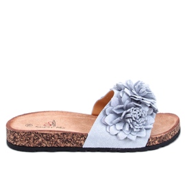 Kork hjemmesko med Sebill Grey blomster grå