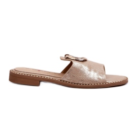 Elegante skinnende dameflip-flops med dekoration S.Barski KV27-032 guld gylden
