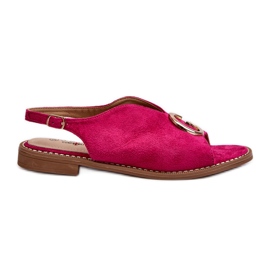 Elegante damesandaler med dekoration Øko ruskind S.Barski KV27-058 Fuchsia lyserød