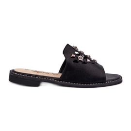Skinnende dameflip-flops med dekorationer S.Barski KV27-063 Sort