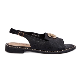 Damesandaler med dekoration S.Barski KV27-049 Sort