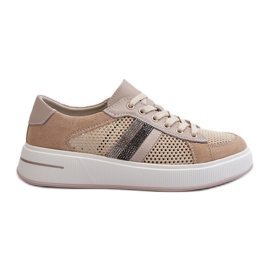 S.Barski D&amp;A Sneakers i læder til kvinder LR110 Beige
