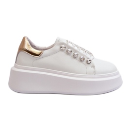 Sneakers i læder til kvinder på en massiv platform Hvide S.Barski LR628