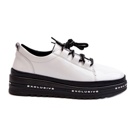 Patent sneakers til kvinder på platform Hvide S.Barski LR592B