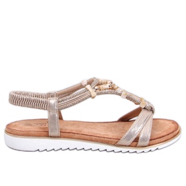 Montier guld sandaler med perler gylden