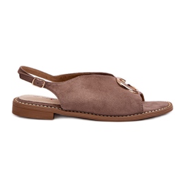 Elegante damesandaler med dekoration Øko ruskind S.Barski KV27-058 Brun