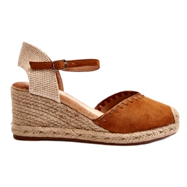 Joia Espadrillesandaler i ruskind med kamelfletning brun