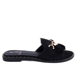 Lapierr Sorte flip-flops med frynser