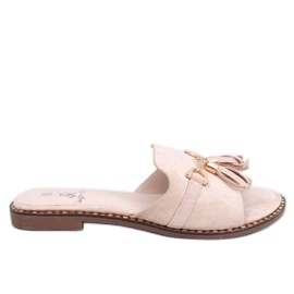 Lapierr Beige flip-flops med frynser