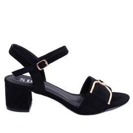Parisy Black lavhælede sandaler sort