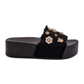 Kvinders platform flip-flops med stifter Sort Zranesia