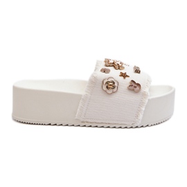 Dame-platformsflip-flops med stifter, hvid Zranesia