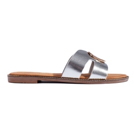 Flade flip-flops i sølv til kvinder