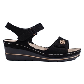 Sandaler i sort ruskind