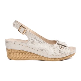 Beige espadrille sandaler med lav kile