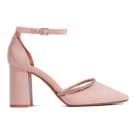 Højhælede pumps i beige ruskind
