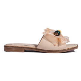 Beige klassiske dameflip-flops