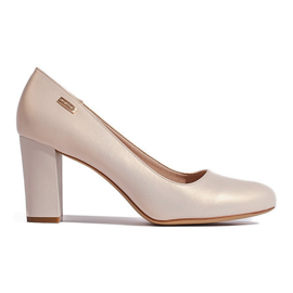 Sergio Leone Komfortable beige højhælede pumps til kvinder