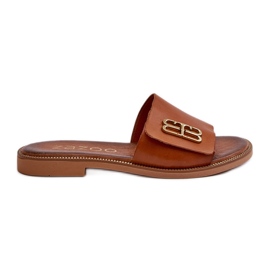 Zazoo 40384 Elegante læderflip-flops til kvinder, brune