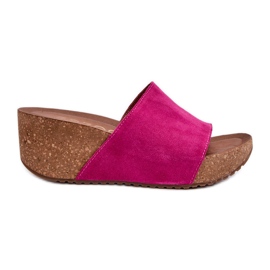Zazoo 40311 flip-flops til kvinder med korkkile Fuchsia lyserød