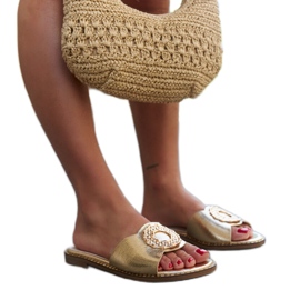 Guldflip-flops med læderindsats fra Buenas gylden