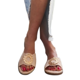 Beige flip-flops med læderindsats fra Buenas