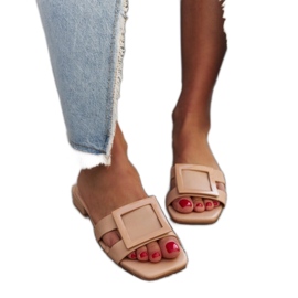 Beige flip-flops med læderindsats fra Wilia
