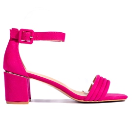 Suede fuchsia højhælede sandaler lyserød