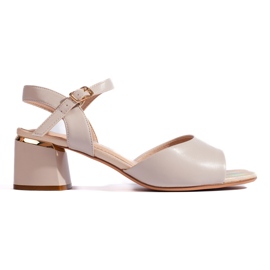 Elegante beige højhælede damesandaler fra Sergio Leone