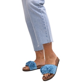 Flip-flops med blomster på korksål fra Almida blå