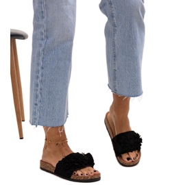 Flip-flops med blomster på korksål fra Almida sort