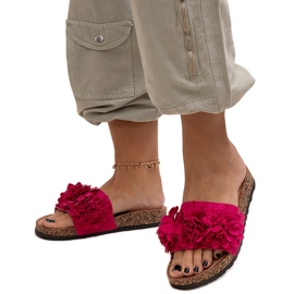 Flip-flops med blomster på korksål fra Almida lyserød