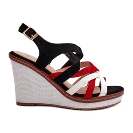 Sorte Ellen Strappy Wedge Sandaler