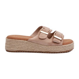 Dame-flip-flops med flettet øko ruskind Beige Zaloemi